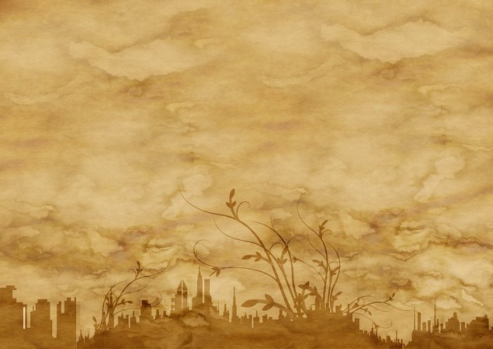 Paper Parchment City City View Skyline Stains Old